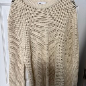 TNA Open-Knit Cream Crewneck Sweater